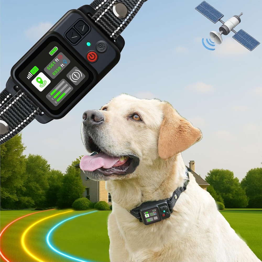 GPS Wireless Dog Fence System, Circular Electric Fence for Dogs Adjustable Range